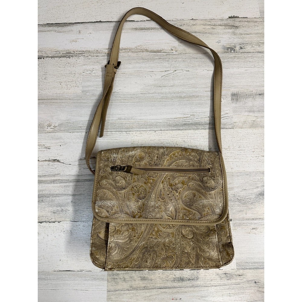 Relic by Fossil Tooled Embossed Paisley Shoulder Bag Crossbody‎ Tan Brown